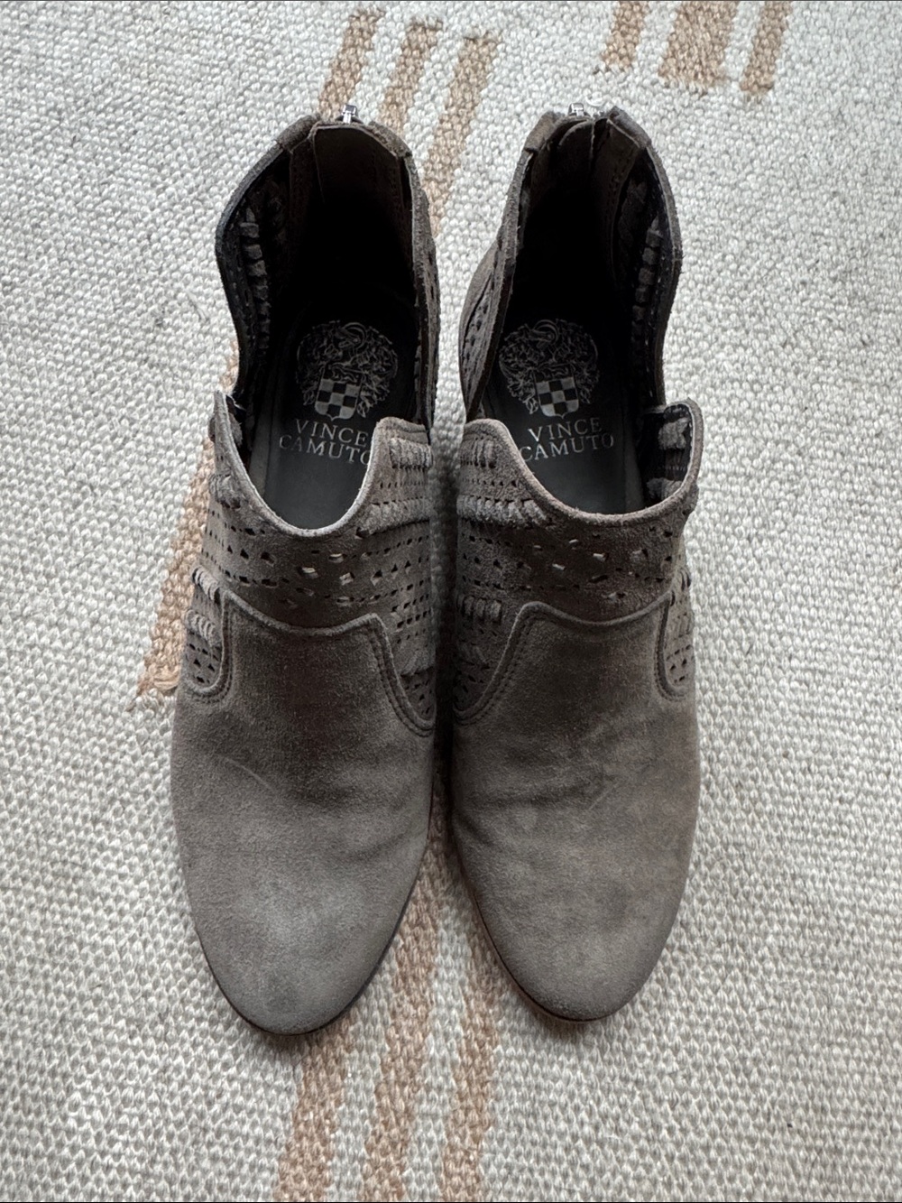 Vince Camuto Taupe Suede Ankle Booties - Picture 1 of 6